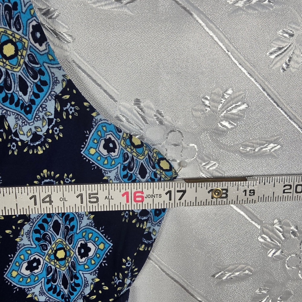 London Times Blue Medallion Tile Print Sleeveless Maxi Dress Size 8 Empire Waist - Picture 4 of 10